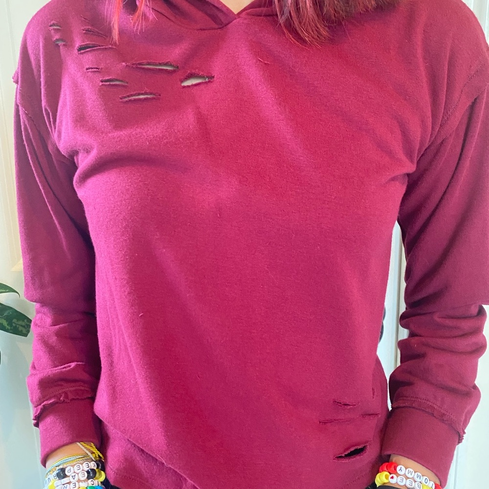 Distressed Mauve Reverse Stitch Sweatshirt